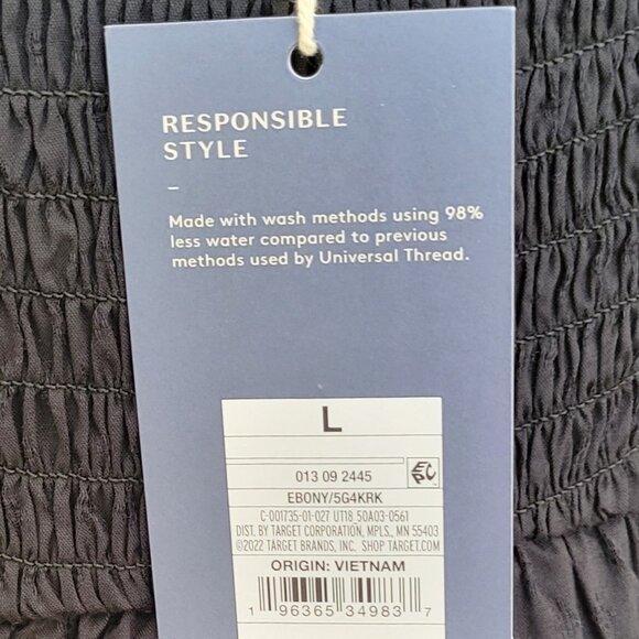 Universal Thread Ebony Smocked Tiered Mini Dress Balloon Sleeves Sz Large NEW - Picture 13 of 15